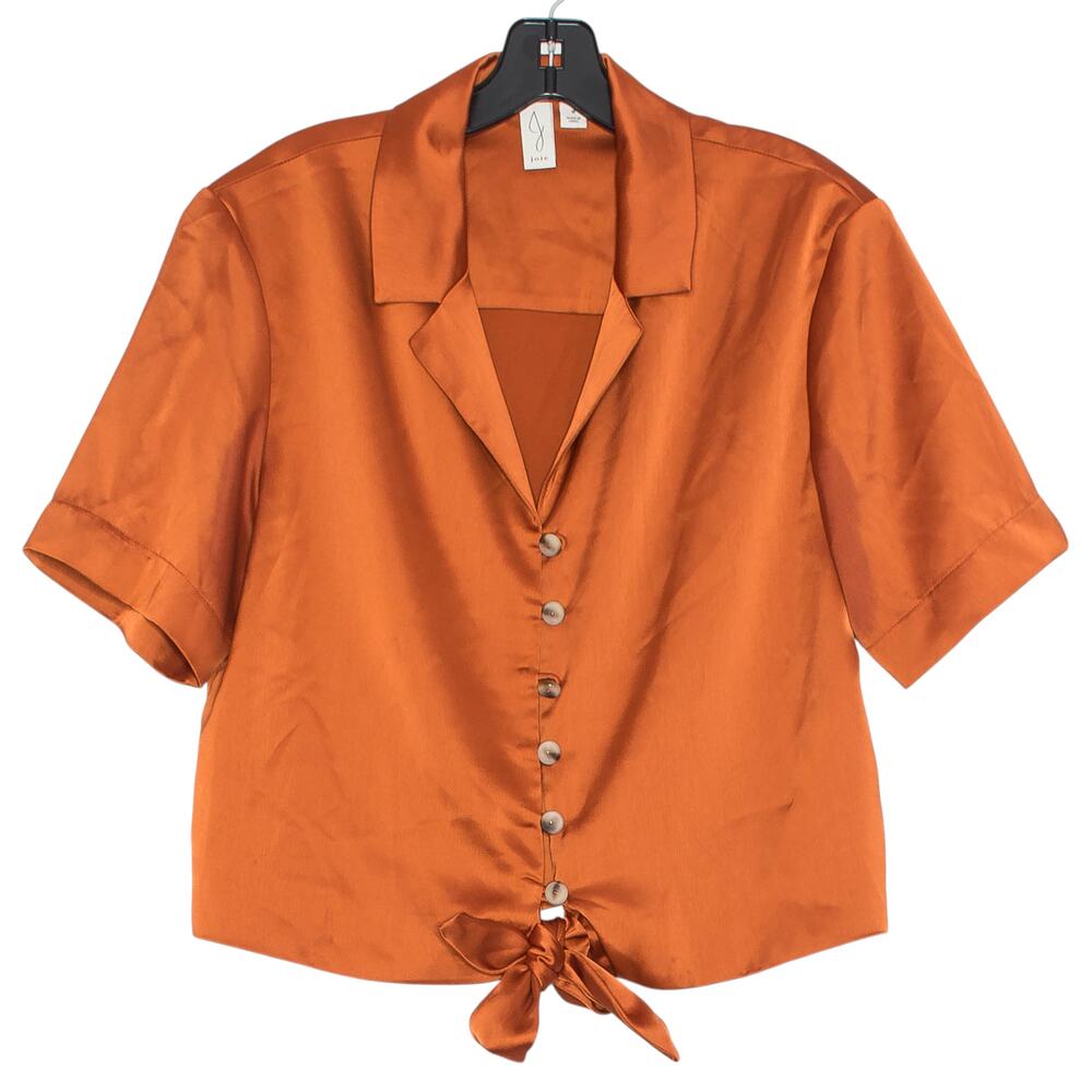 Joie Top Cottage Academia Coastal Grandma Boho 70s Satin Tie Button Up Orange 8